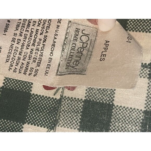 1 Vtg Curtain Valance Apples White Green Plaid JC Penney Tabs 84” - Picture 4 of 6